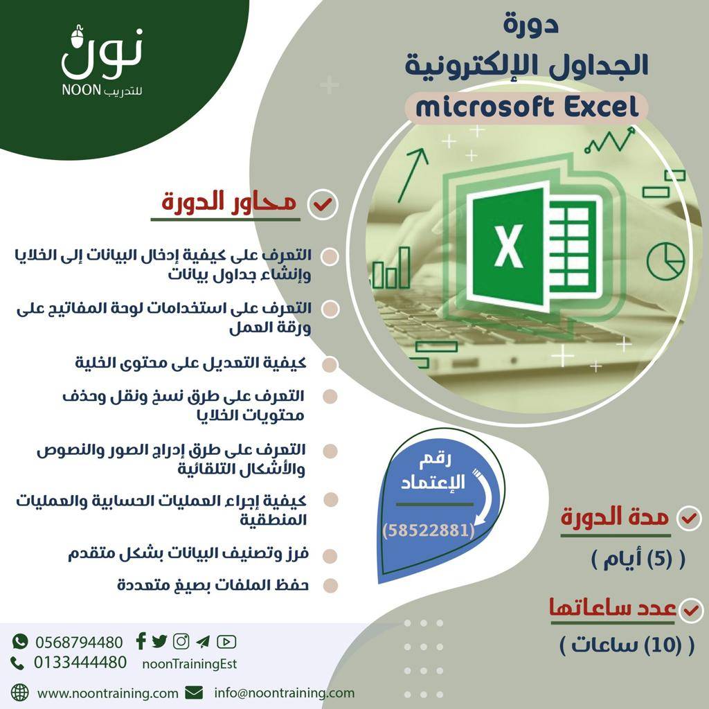 دورة الجدوال الإلكترونية Microsoft Excel